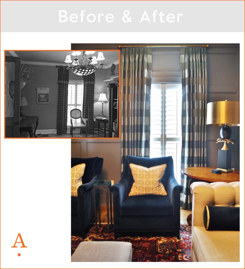 Accents of the South by Beverly Farrington - Huntsville Interior Design - 1-2-931x1024 Before & After: Men's Study %