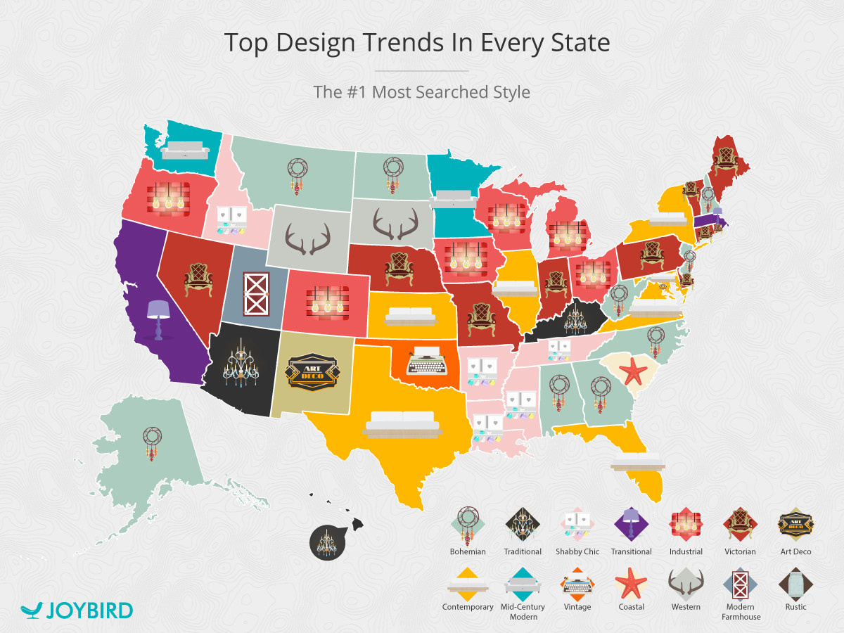 Design Style. USA Design. Top Gaming trends State by State. State design
