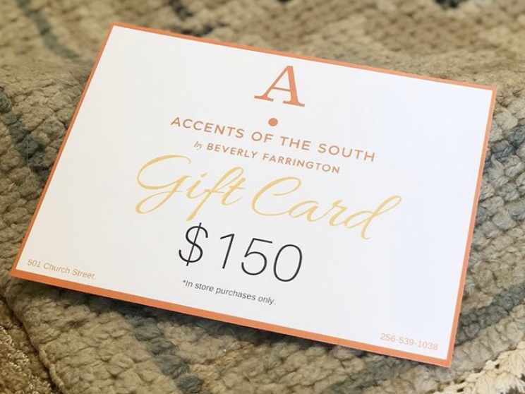 Accents of the South by Beverly Farrington - Huntsville Interior Design - gift-card Christmas Gift Guide 2019 %